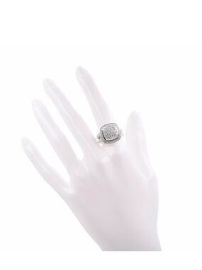 Sterling Silver Diamond 11mm Albion Pave Ring 56 7.5